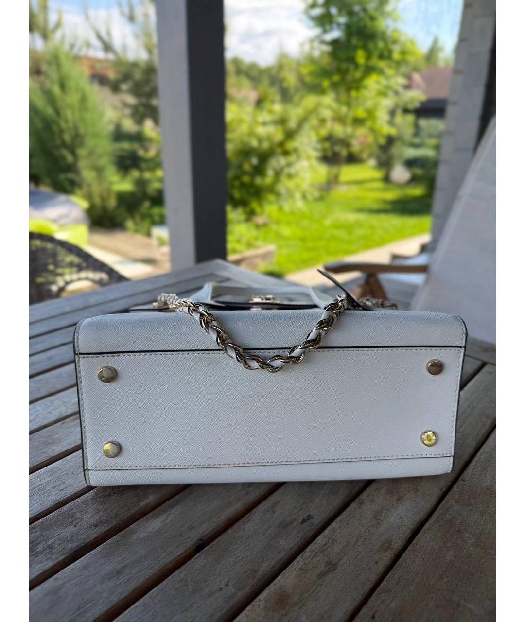 MICHAEL KORS Белая кожаная сумка с короткими ручками, фото 3