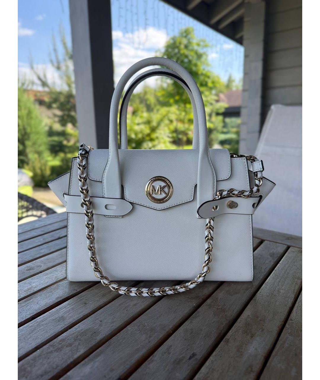 MICHAEL KORS Белая кожаная сумка с короткими ручками, фото 5