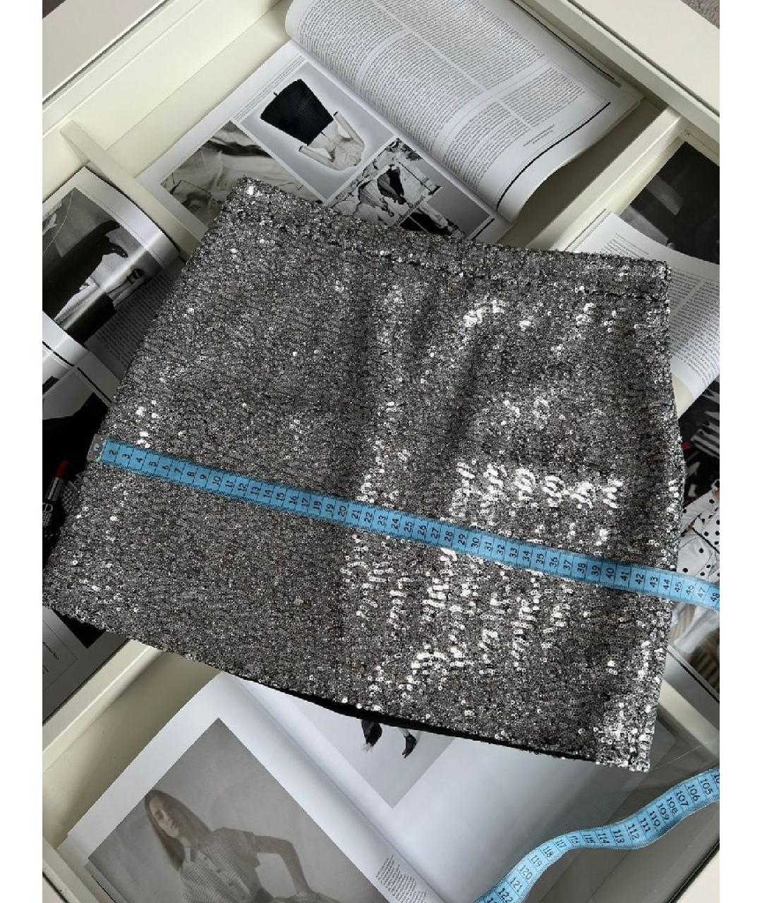 SAINT LAURENT Серая полиэстеровая юбка мини, фото 5