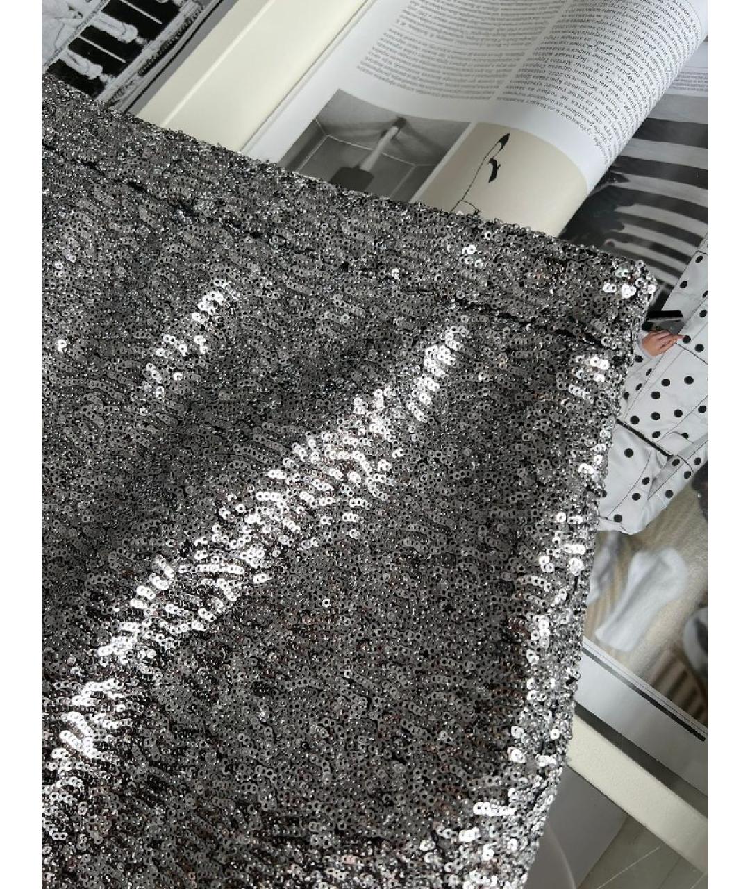 SAINT LAURENT Серая полиэстеровая юбка мини, фото 3