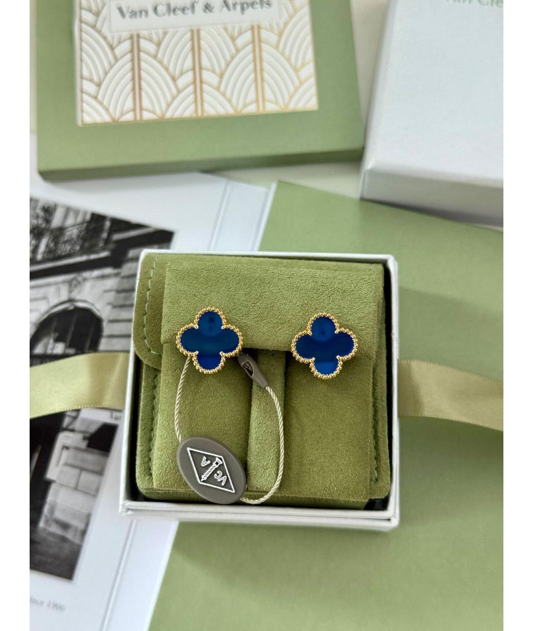 VAN CLEEF & ARPELS Синие серьги из желтого золота, фото 3