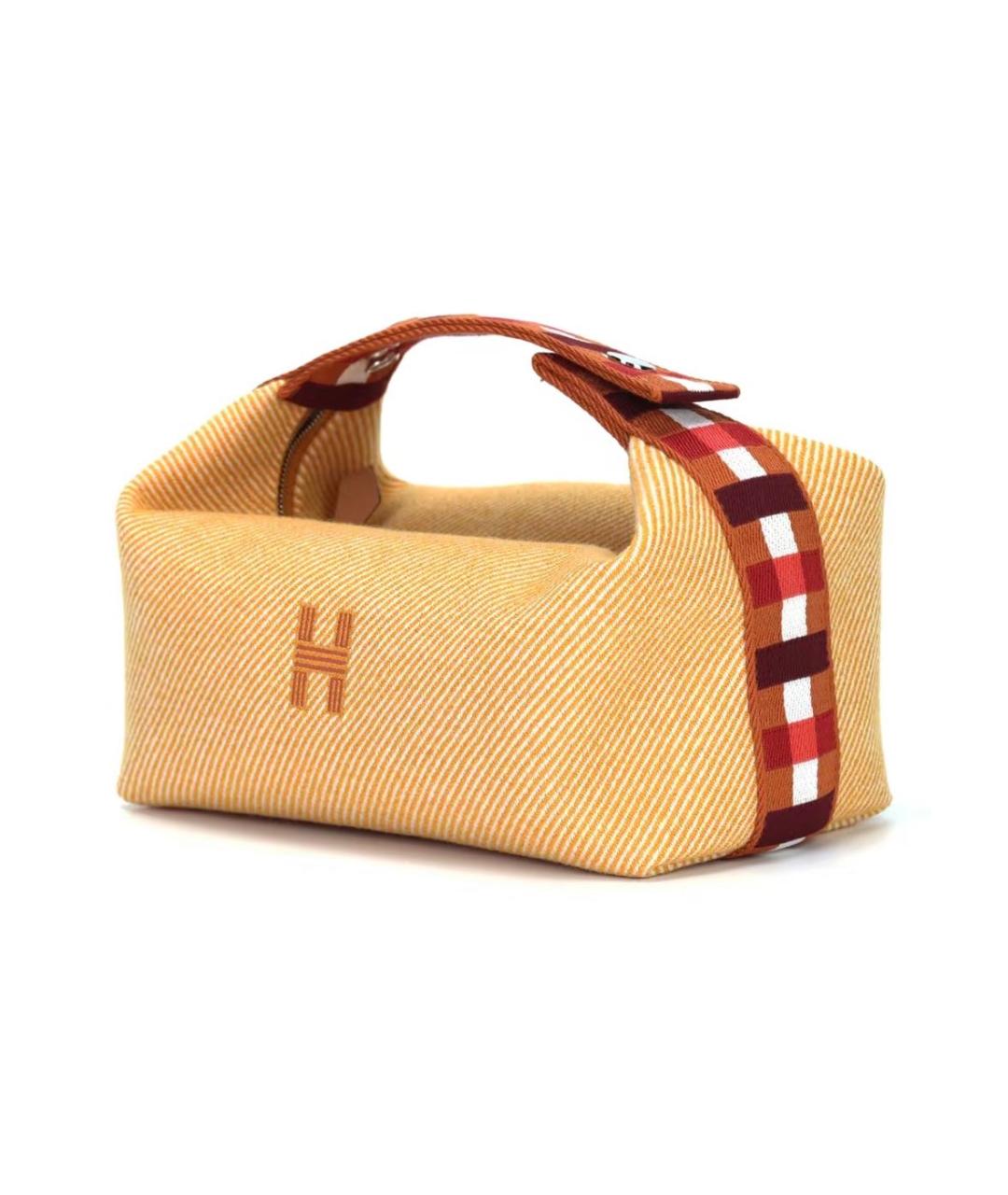 HERMES Бежевая хлопковая косметичка, фото 3