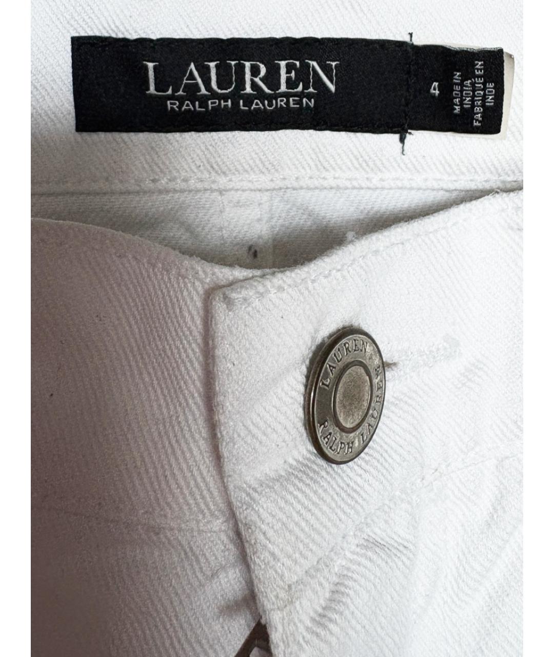 RALPH LAUREN Белые хлопковые прямые джинсы, фото 6