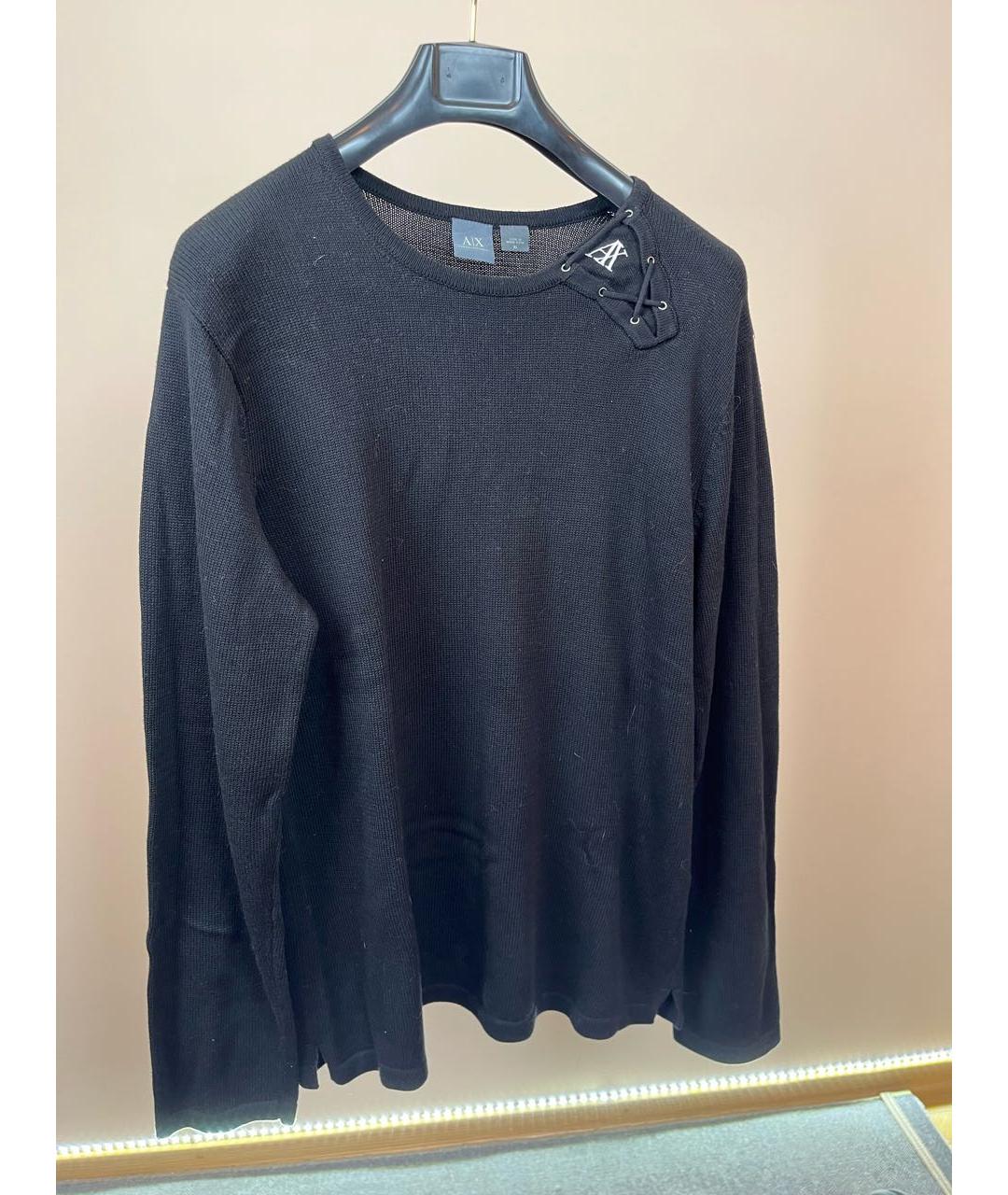 ARMANI EXCHANGE Черный хлопковый джемпер / свитер, фото 5