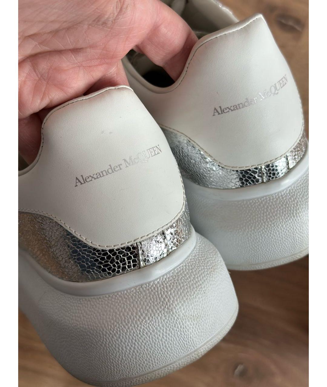ALEXANDER MCQUEEN Серебряные кожаные кроссовки, фото 4
