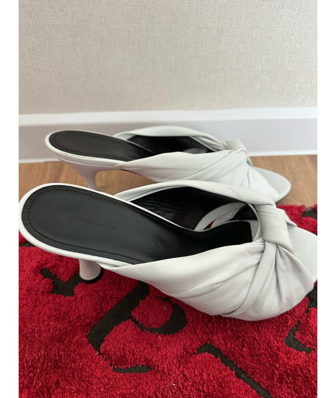 BALENCIAGA Белые кожаные мюли, фото 6