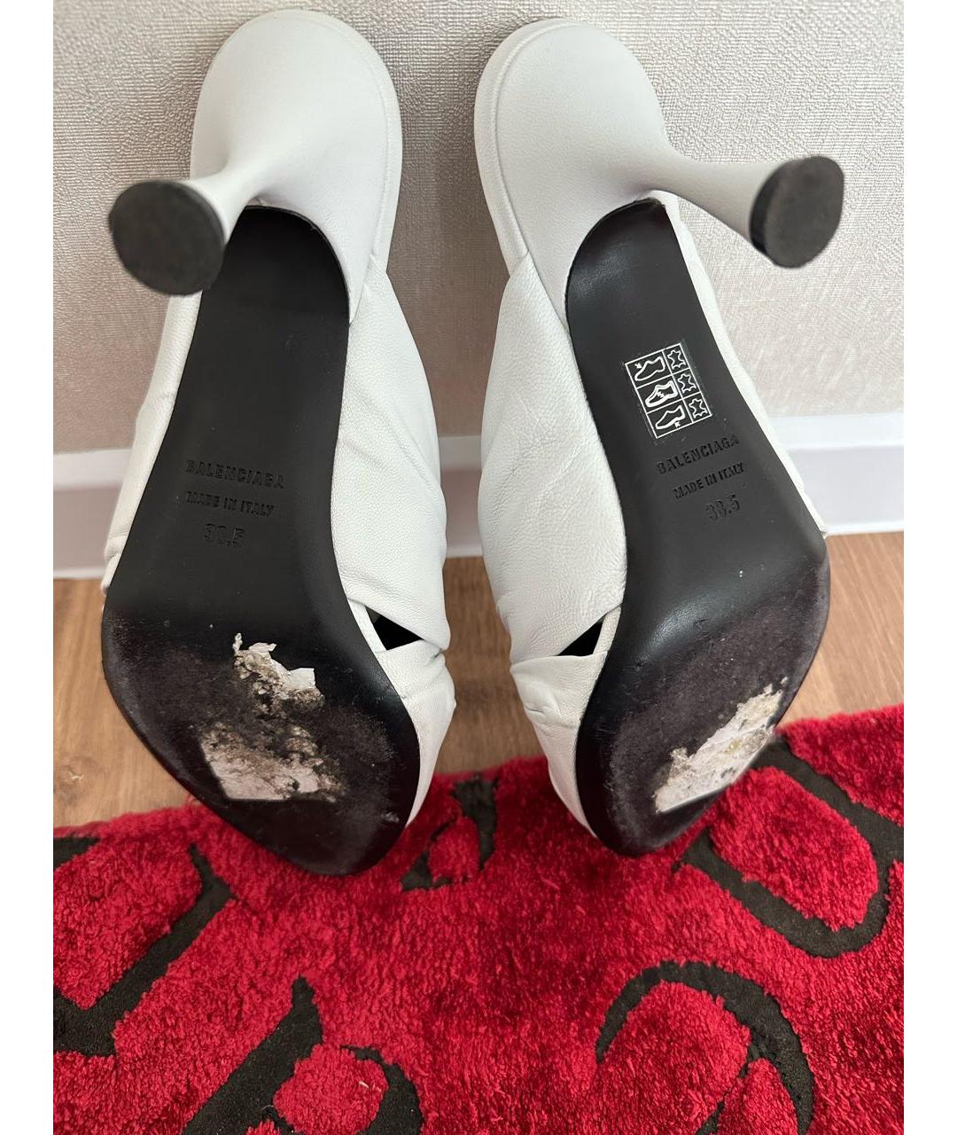 BALENCIAGA Белые кожаные мюли, фото 4