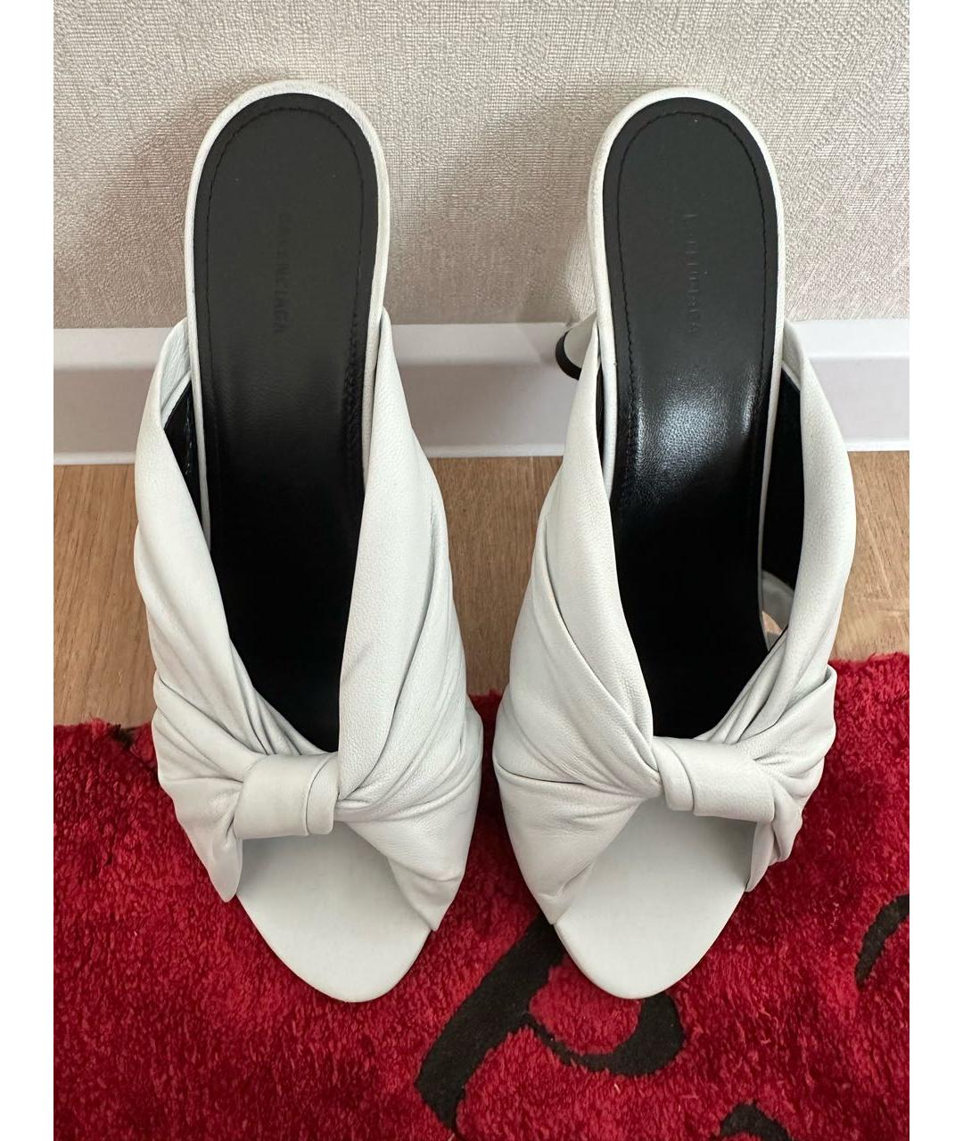 BALENCIAGA Белые кожаные мюли, фото 5