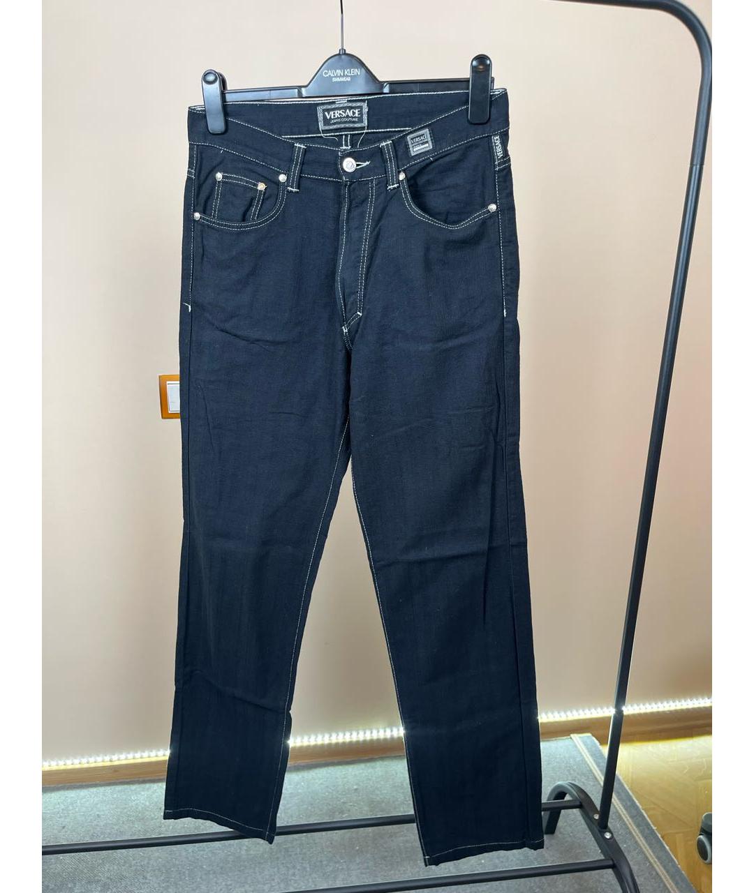 VERSACE JEANS COUTURE Черные хлопковые прямые джинсы, фото 6