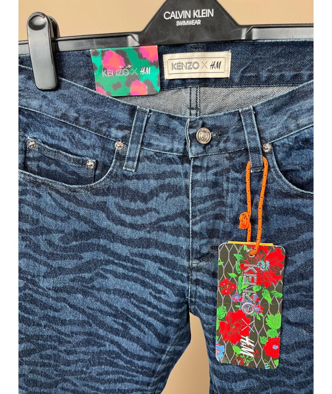 KENZO Синие хлопковые джинсы слим, фото 3