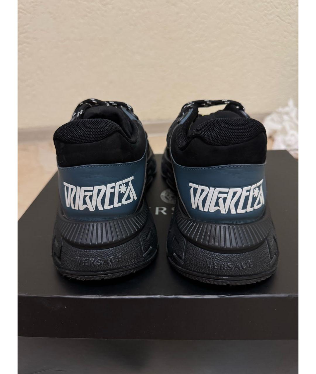 VERSACE Черные текстильные низкие кроссовки / кеды, фото 4
