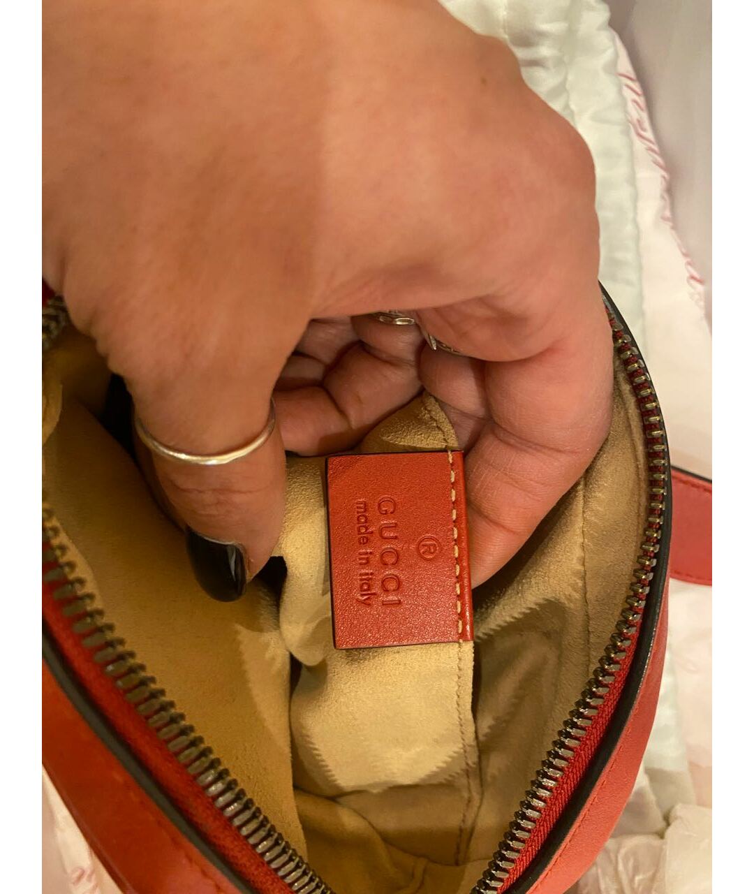 GUCCI Красная кожаная сумка тоут, фото 5