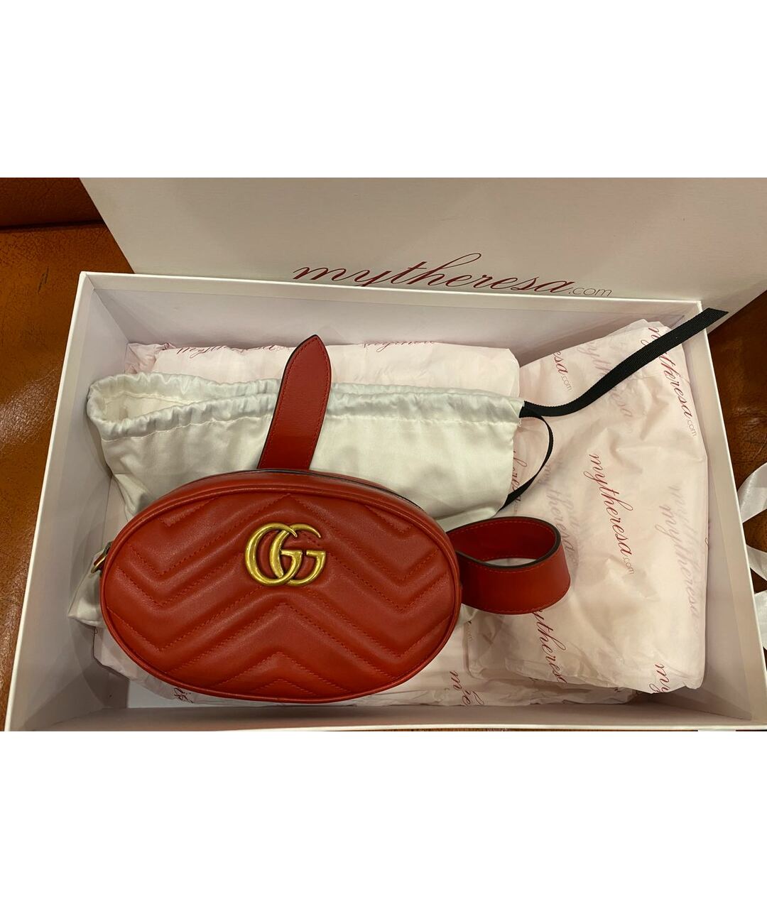 GUCCI Красная кожаная сумка тоут, фото 2