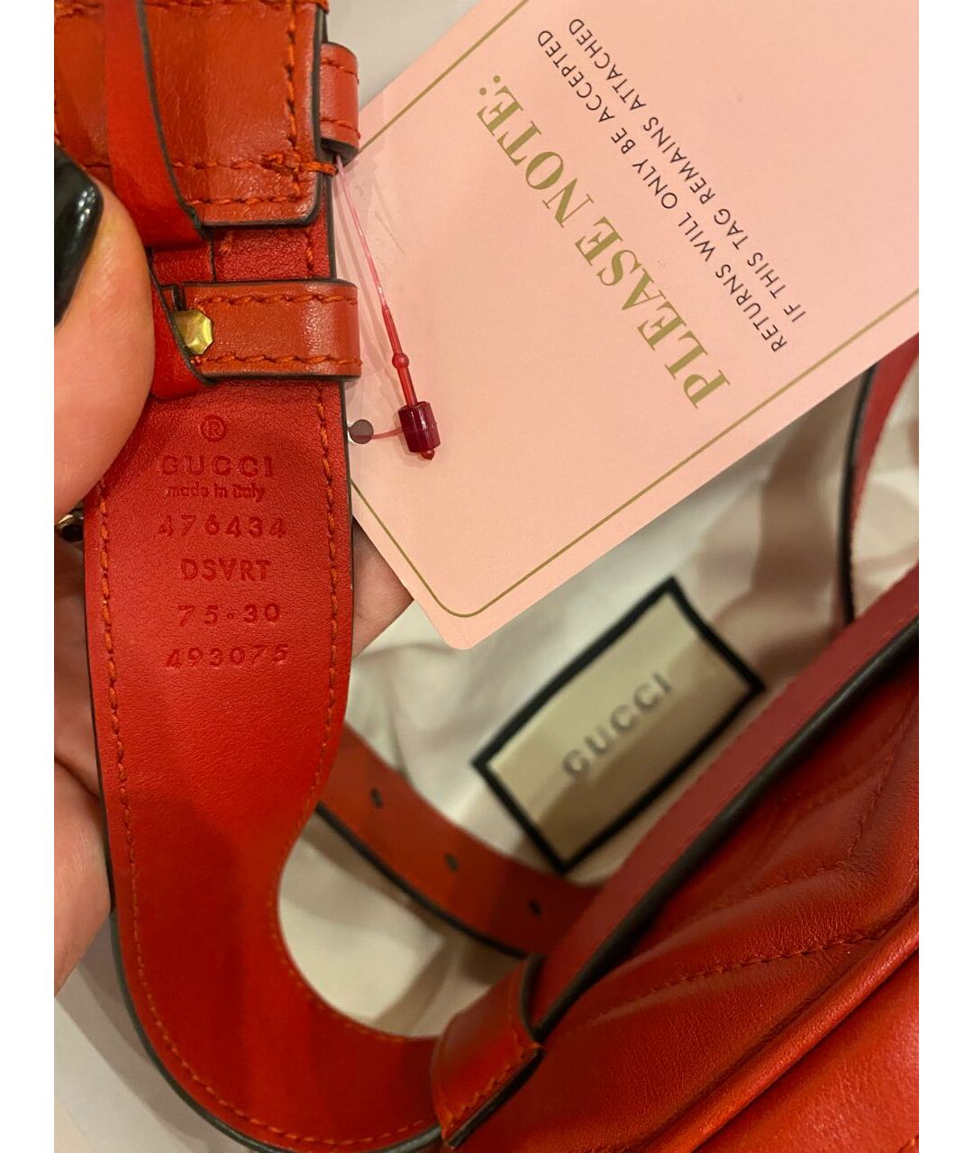 GUCCI Красная кожаная сумка тоут, фото 6