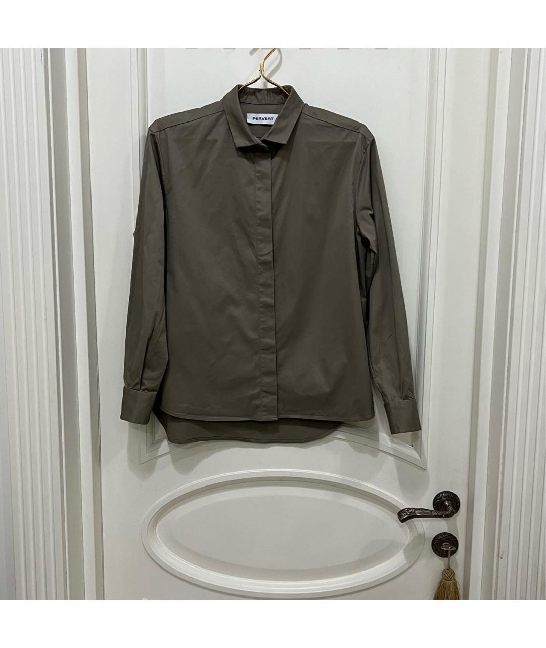 PERVERT Хаки хлопковая рубашка, фото 5
