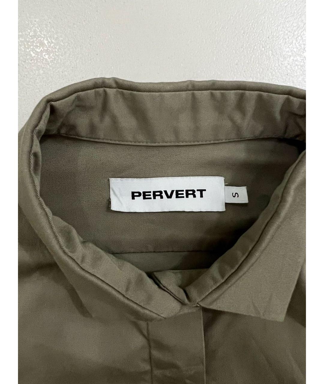 PERVERT Хаки хлопковая рубашка, фото 7