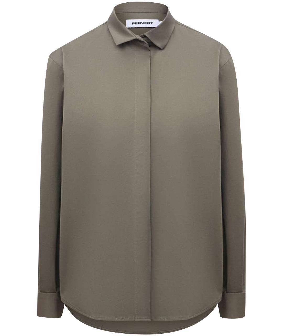 PERVERT Хаки хлопковая рубашка, фото 1