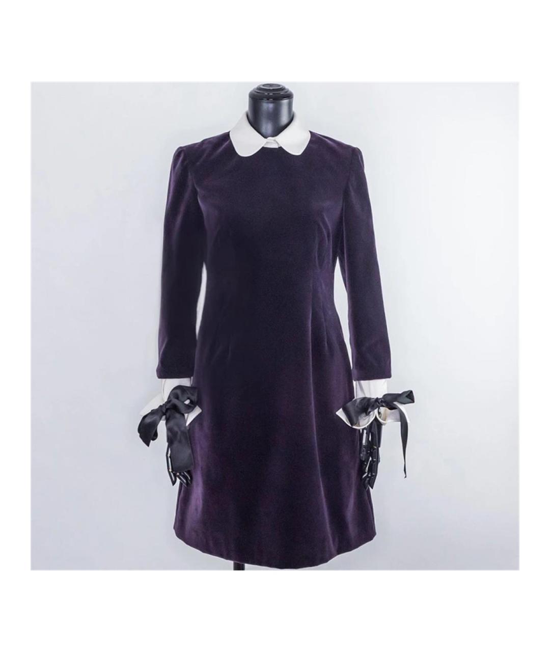 ALEXANDER MCQUEEN Фиолетовое бархатное повседневное платье, фото 3