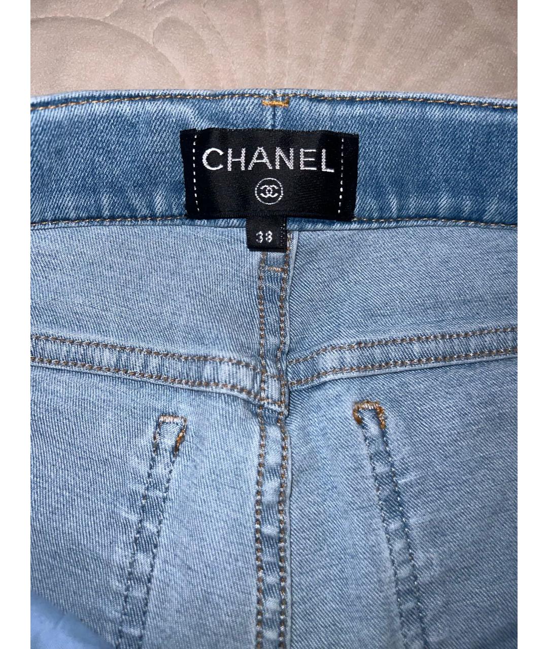 CHANEL Голубые хлопковые джинсы слим, фото 3