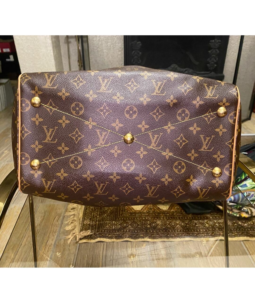 LOUIS VUITTON Коричневая кожаная сумка тоут, фото 3