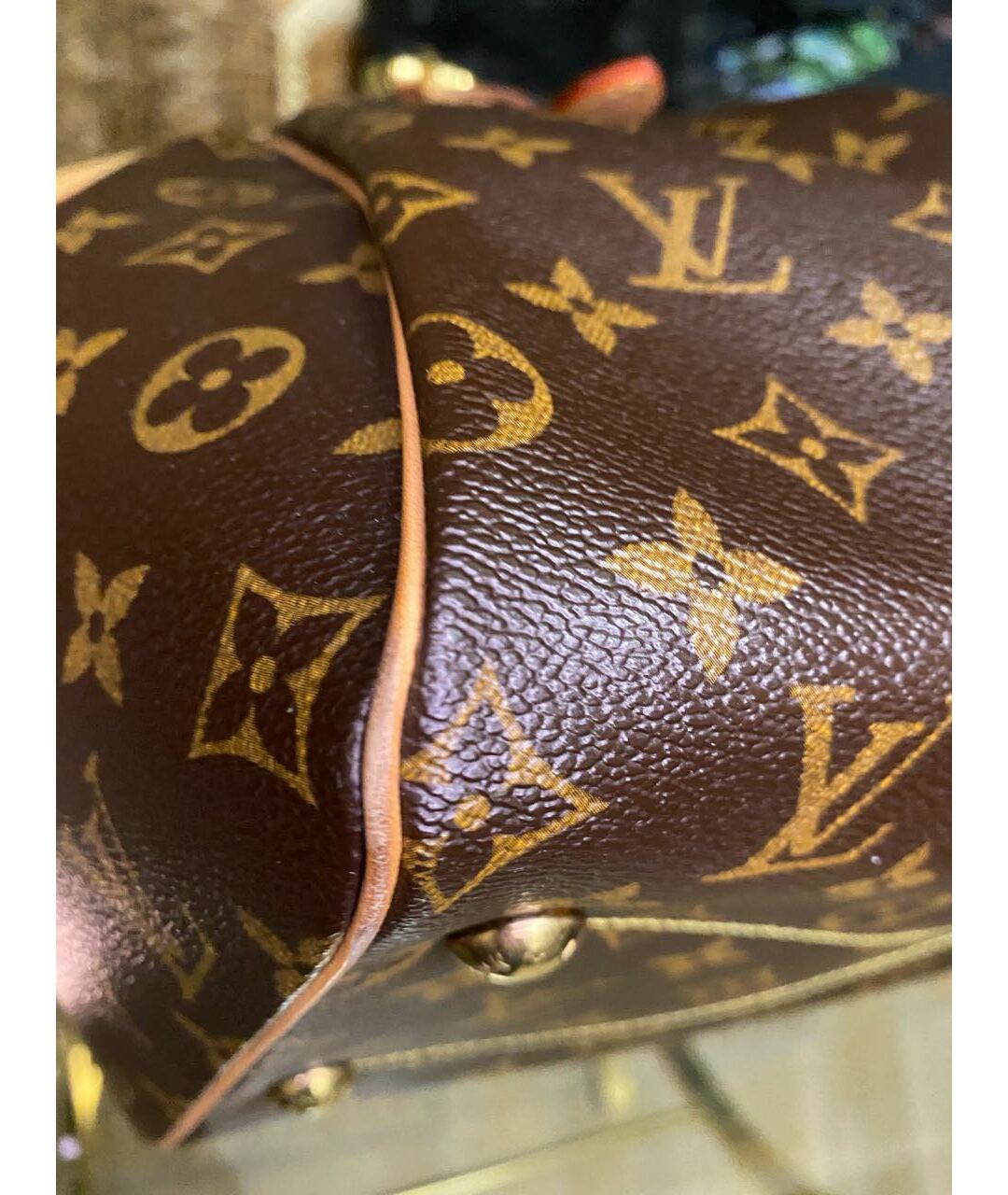 LOUIS VUITTON Коричневая кожаная сумка тоут, фото 6