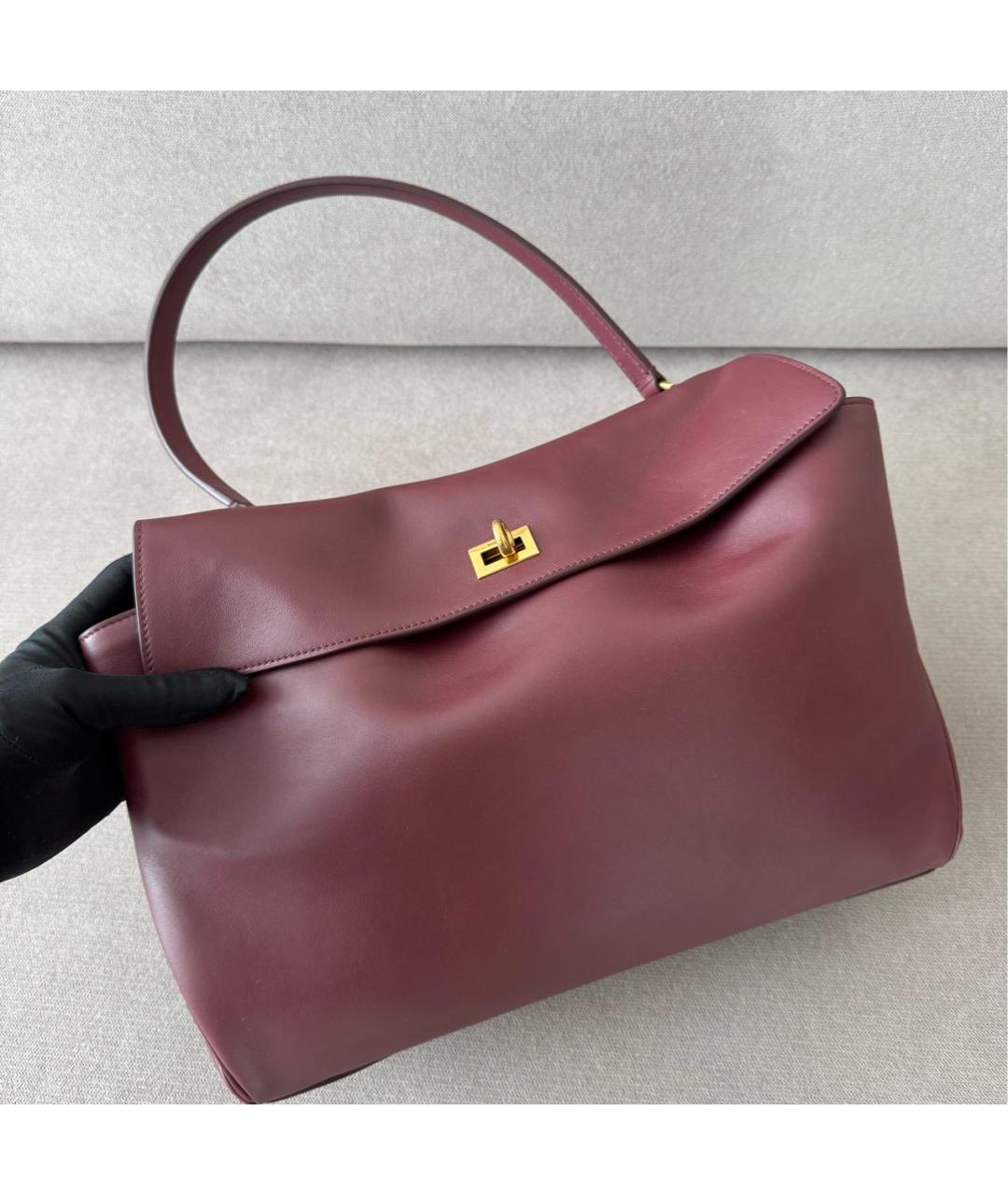 BALENCIAGA Бордовая кожаная сумка через плечо, фото 2