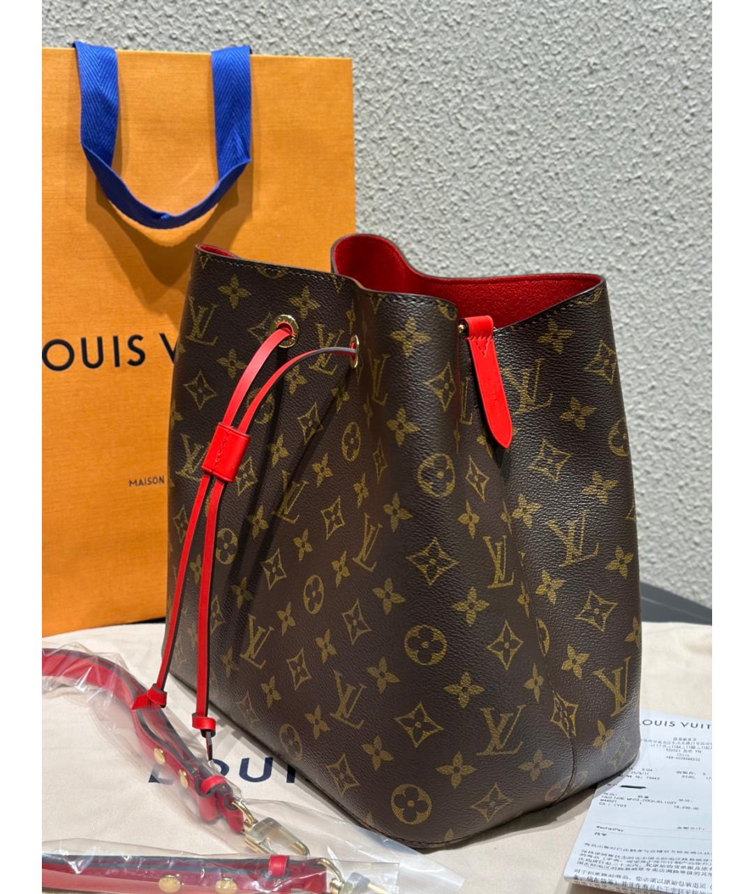 LOUIS VUITTON Коричневая сумка тоут из искусственной кожи, фото 4