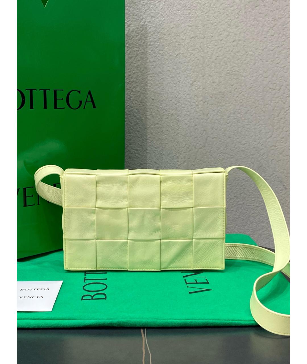BOTTEGA VENETA Зеленая кожаная сумка тоут, фото 10