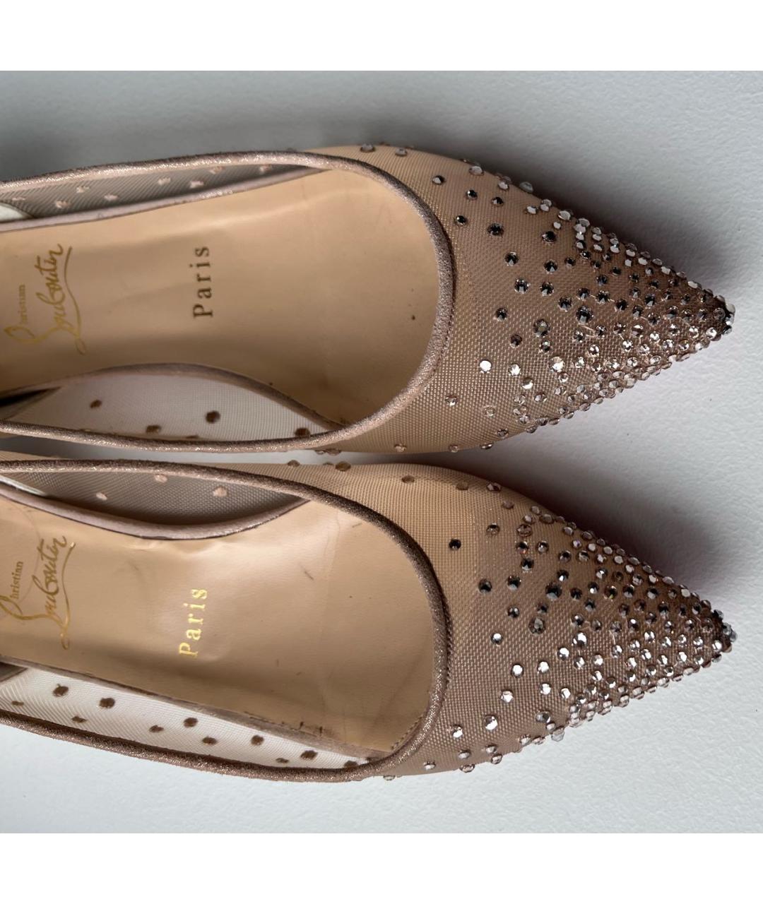 CHRISTIAN LOUBOUTIN Бежевые замшевые балетки, фото 6