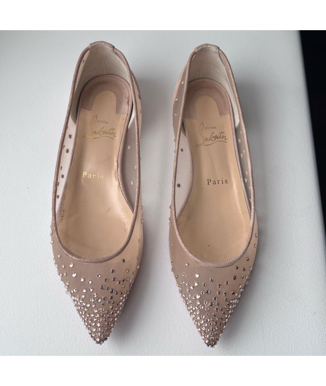 CHRISTIAN LOUBOUTIN Бежевые замшевые балетки, фото 2