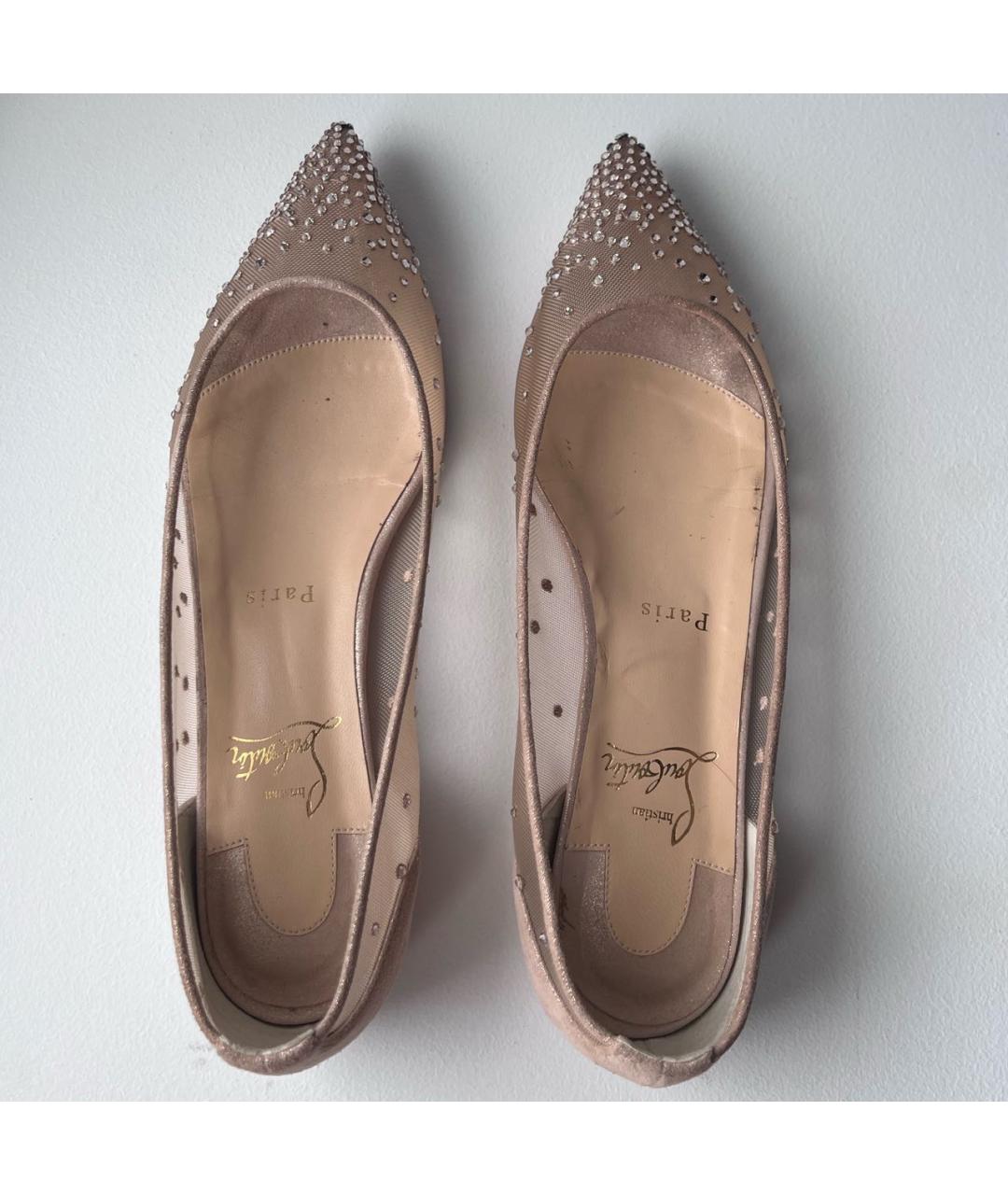 CHRISTIAN LOUBOUTIN Бежевые замшевые балетки, фото 3