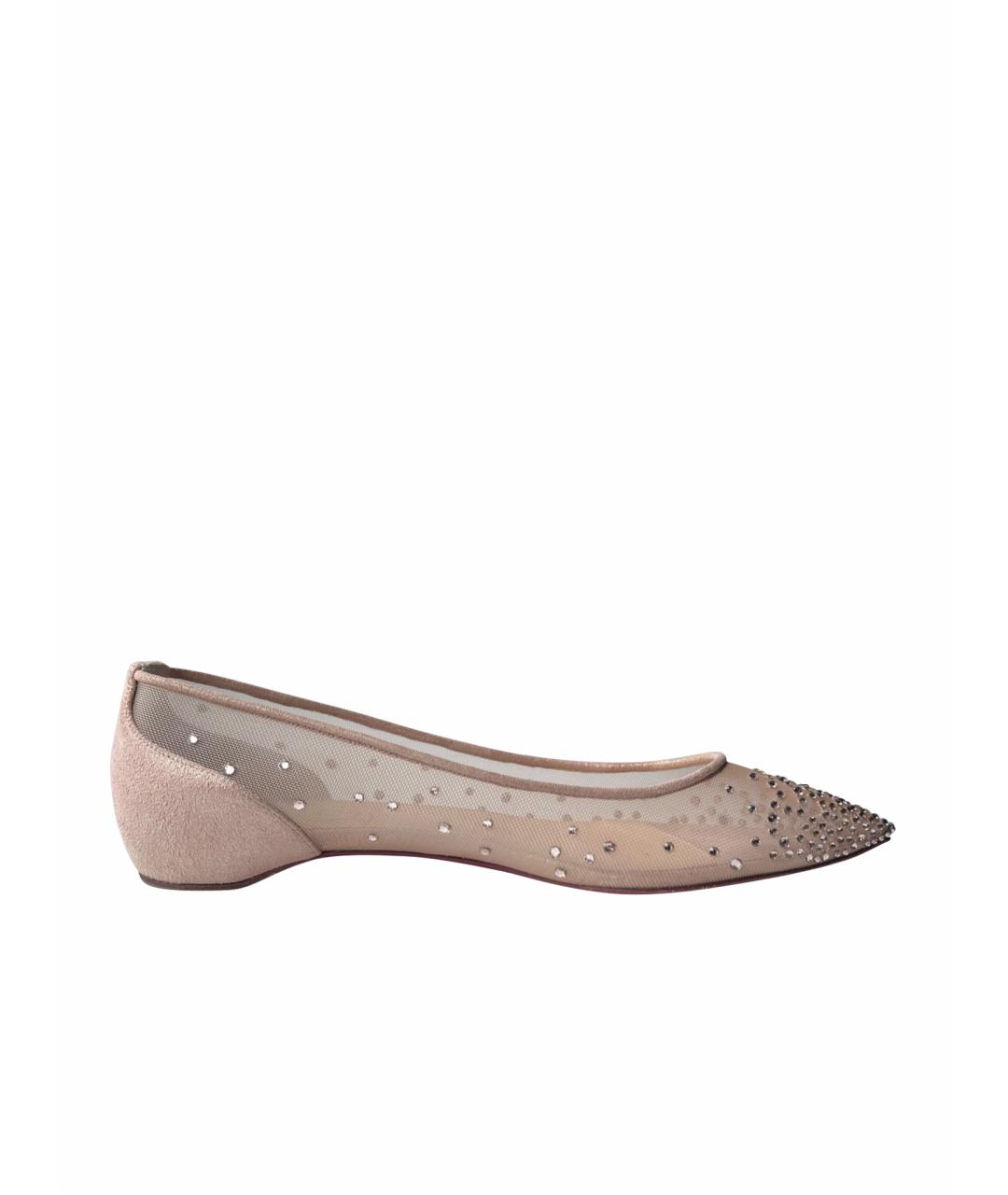 CHRISTIAN LOUBOUTIN Бежевые замшевые балетки, фото 8