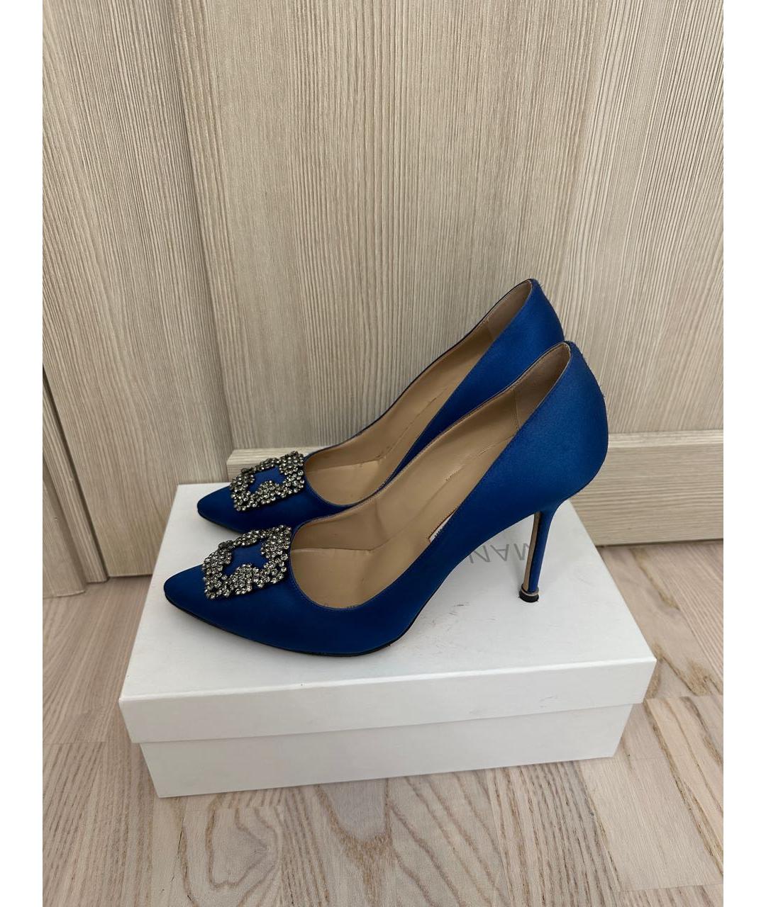 MANOLO BLAHNIK Синие кожаные туфли, фото 6