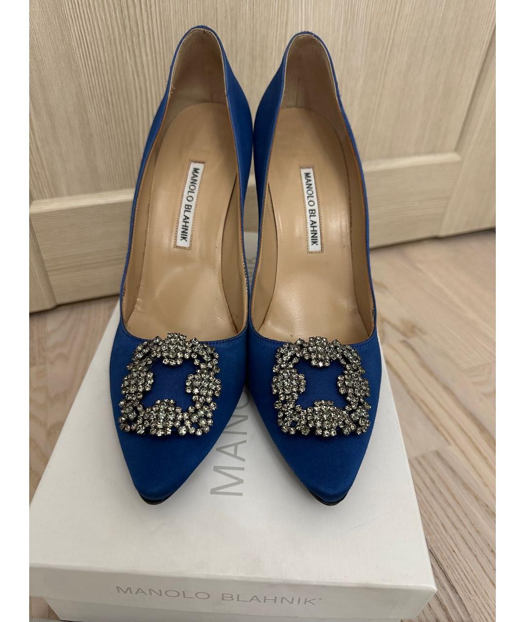MANOLO BLAHNIK Синие кожаные туфли, фото 2