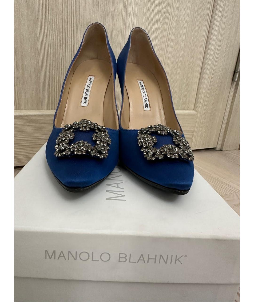 MANOLO BLAHNIK Синие кожаные туфли, фото 3