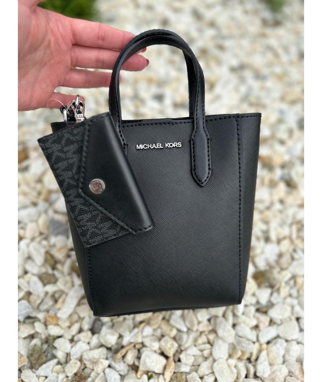 MICHAEL KORS Черная кожаная сумка тоут, фото 4