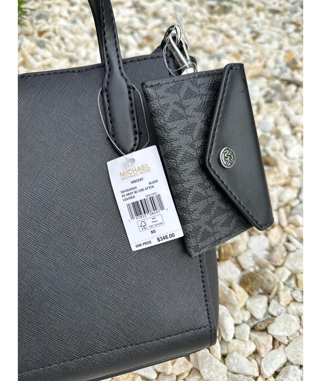 MICHAEL KORS Черная кожаная сумка тоут, фото 8