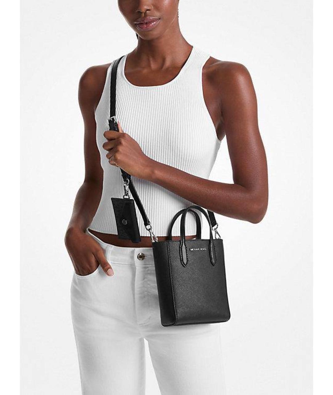 MICHAEL KORS Черная кожаная сумка тоут, фото 2