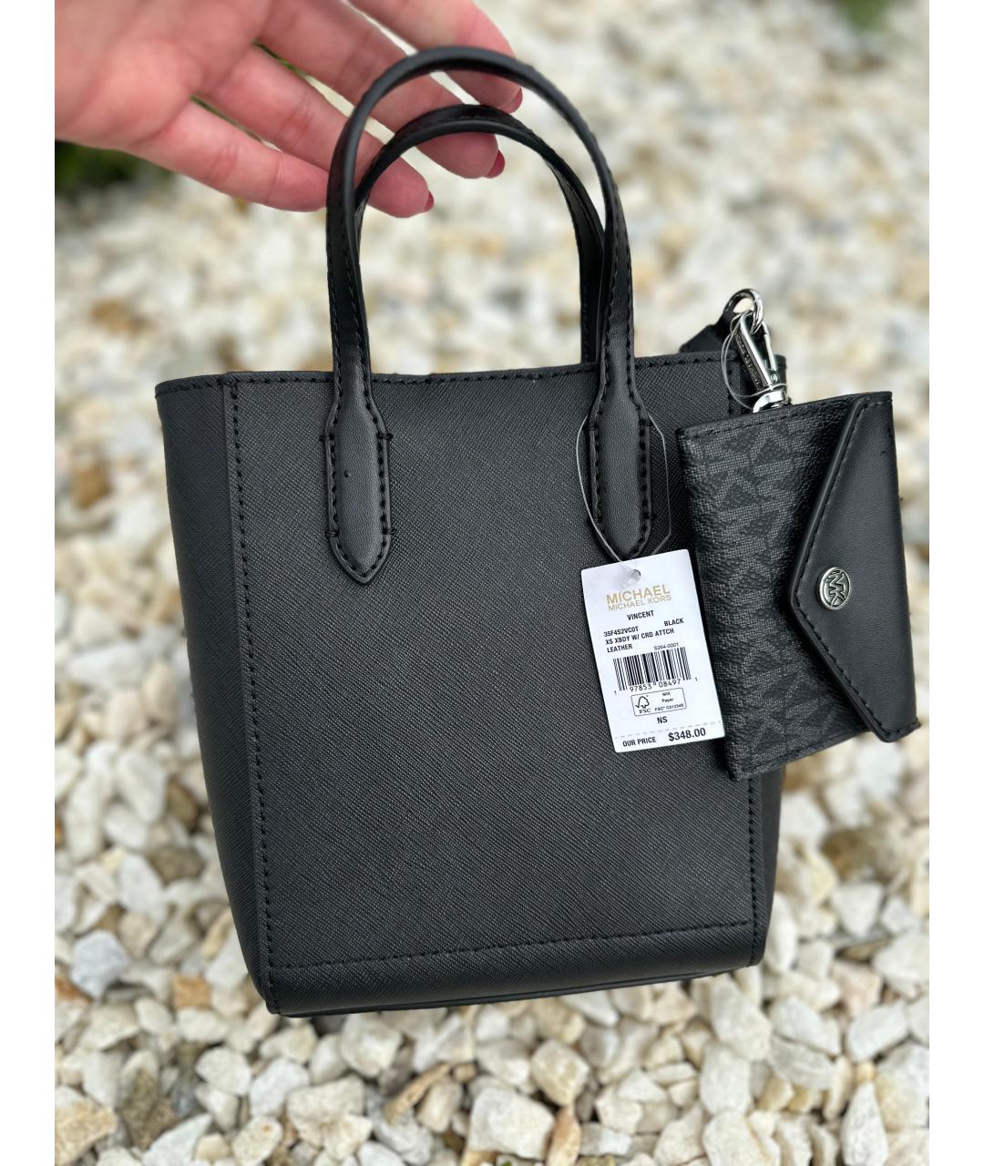 MICHAEL KORS Черная кожаная сумка тоут, фото 7
