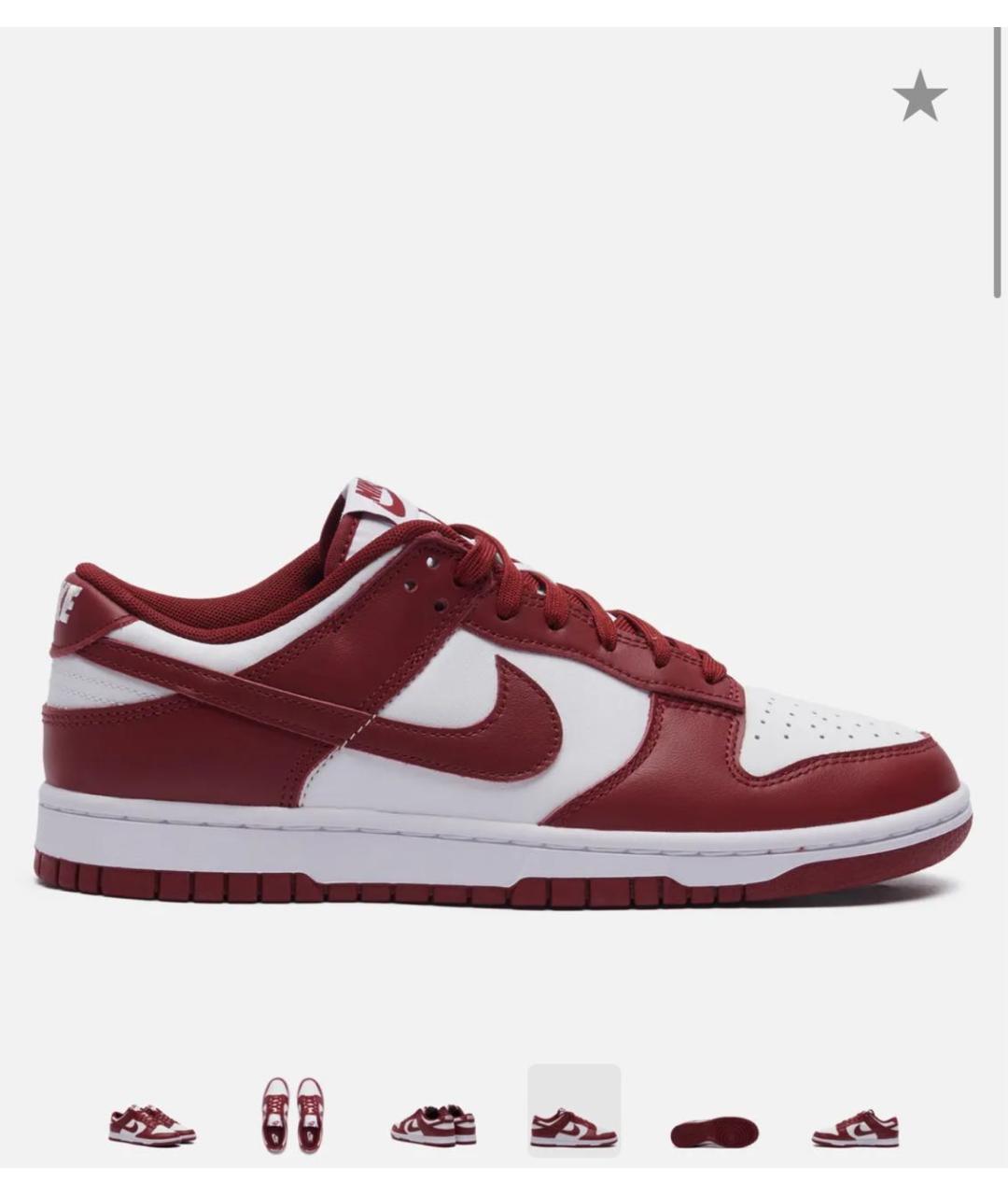 NIKE Бордовые кожаные низкие кроссовки / кеды, фото 5