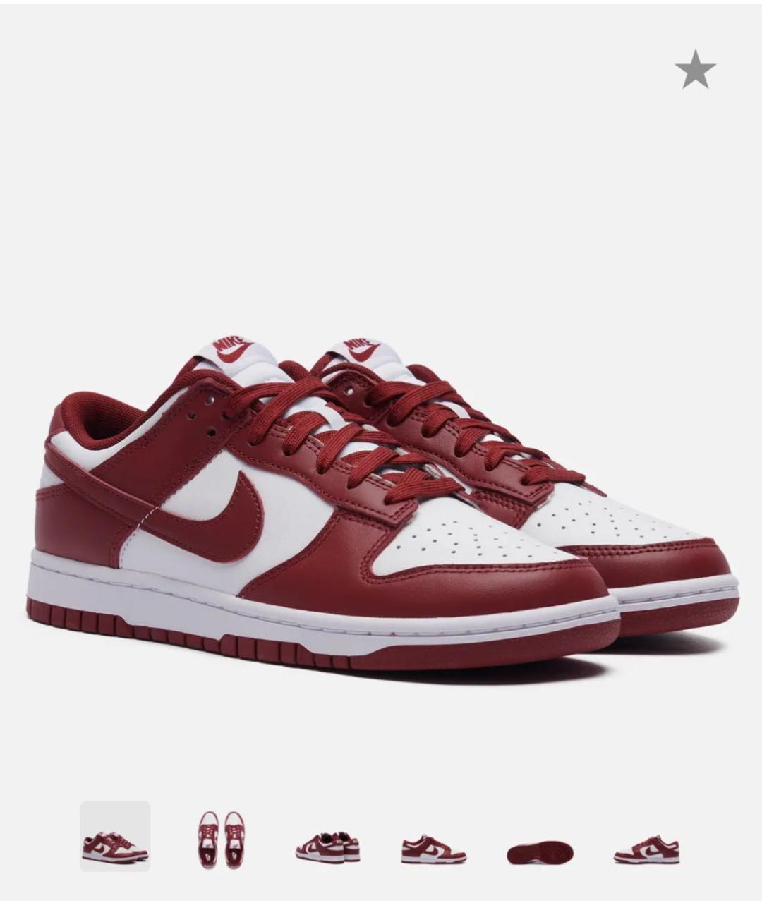 NIKE Бордовые кожаные низкие кроссовки / кеды, фото 2