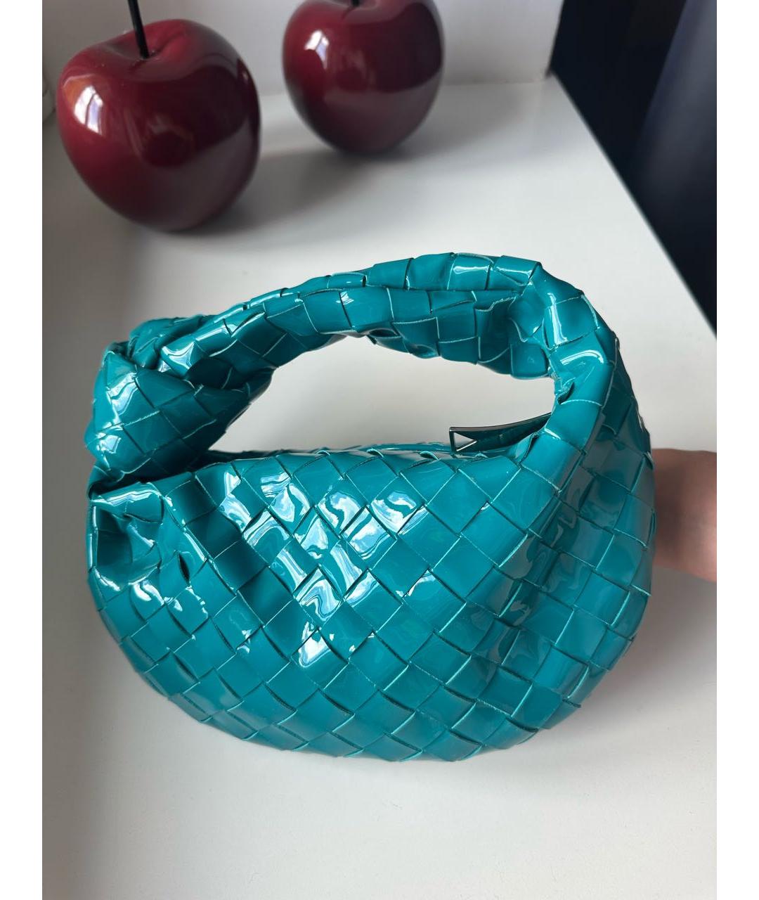 BOTTEGA VENETA Бирюзовая кожаная сумка с короткими ручками, фото 6