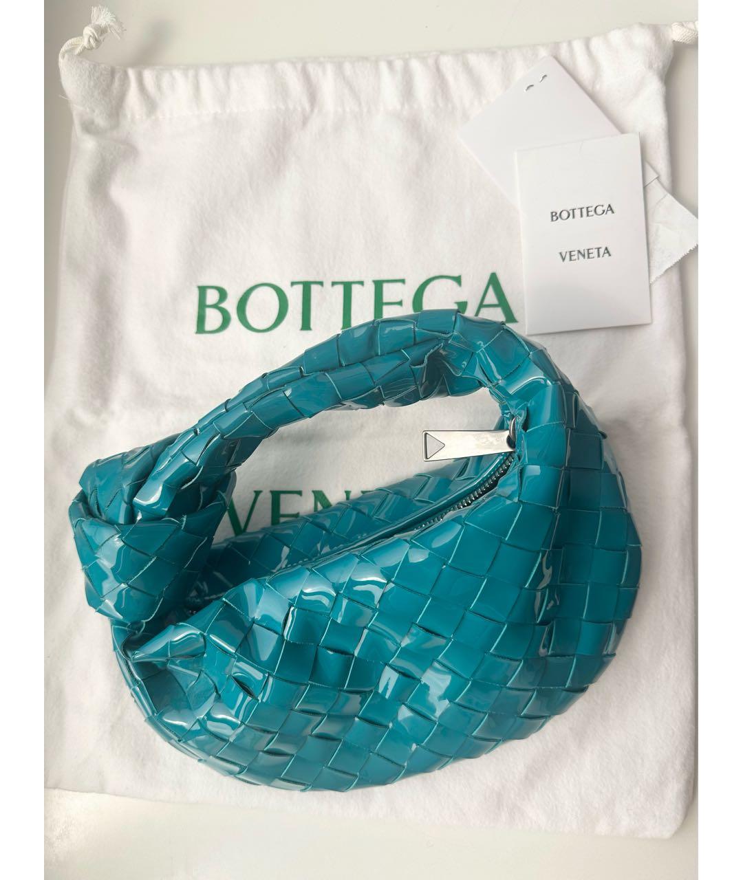 BOTTEGA VENETA Бирюзовая кожаная сумка с короткими ручками, фото 2