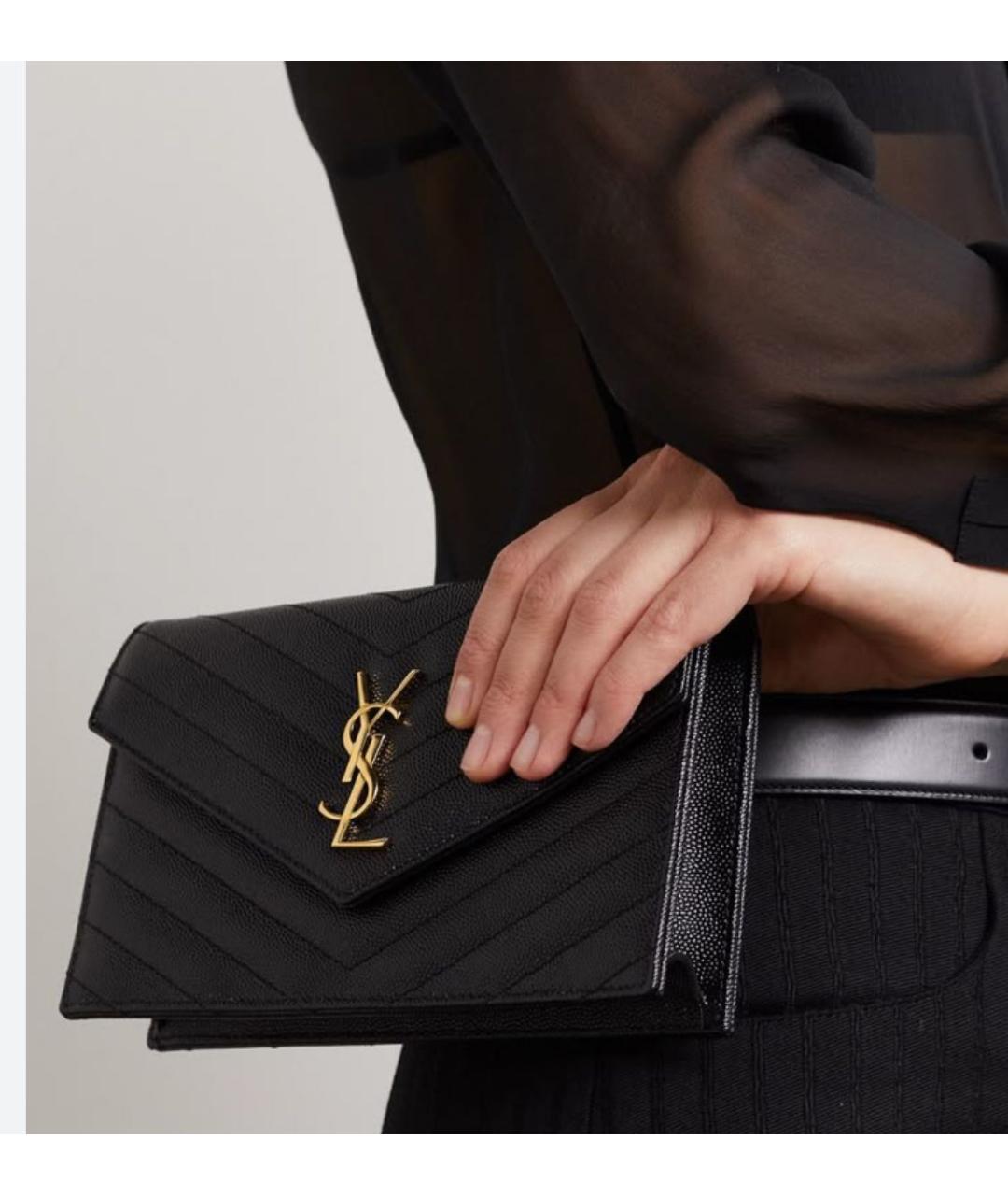 SAINT LAURENT Черная кожаная сумка через плечо, фото 8