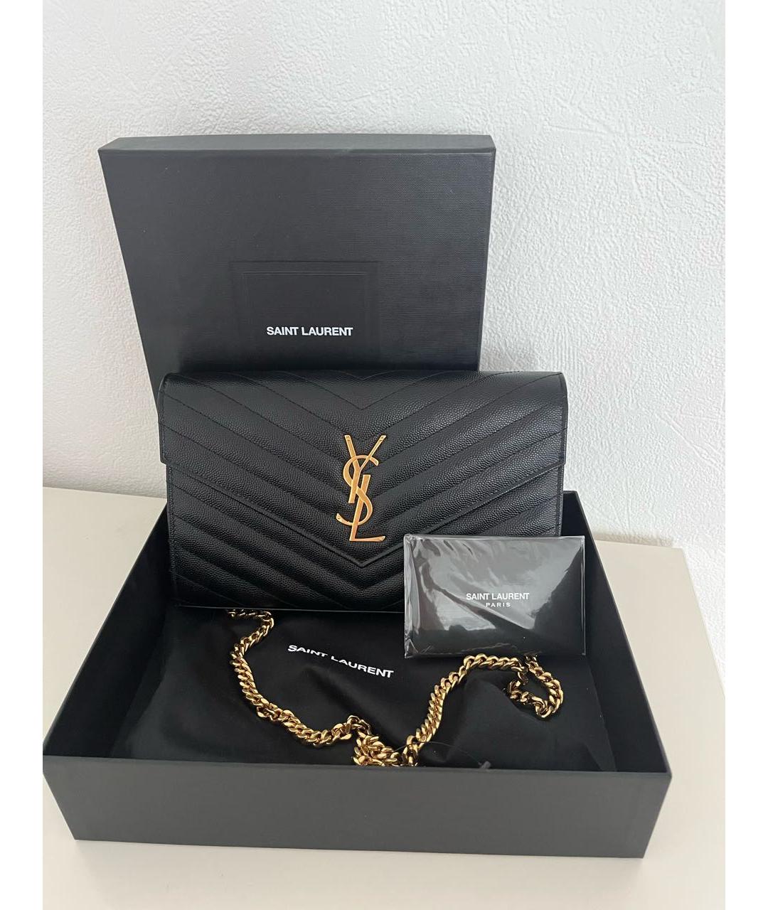 SAINT LAURENT Черная кожаная сумка через плечо, фото 9