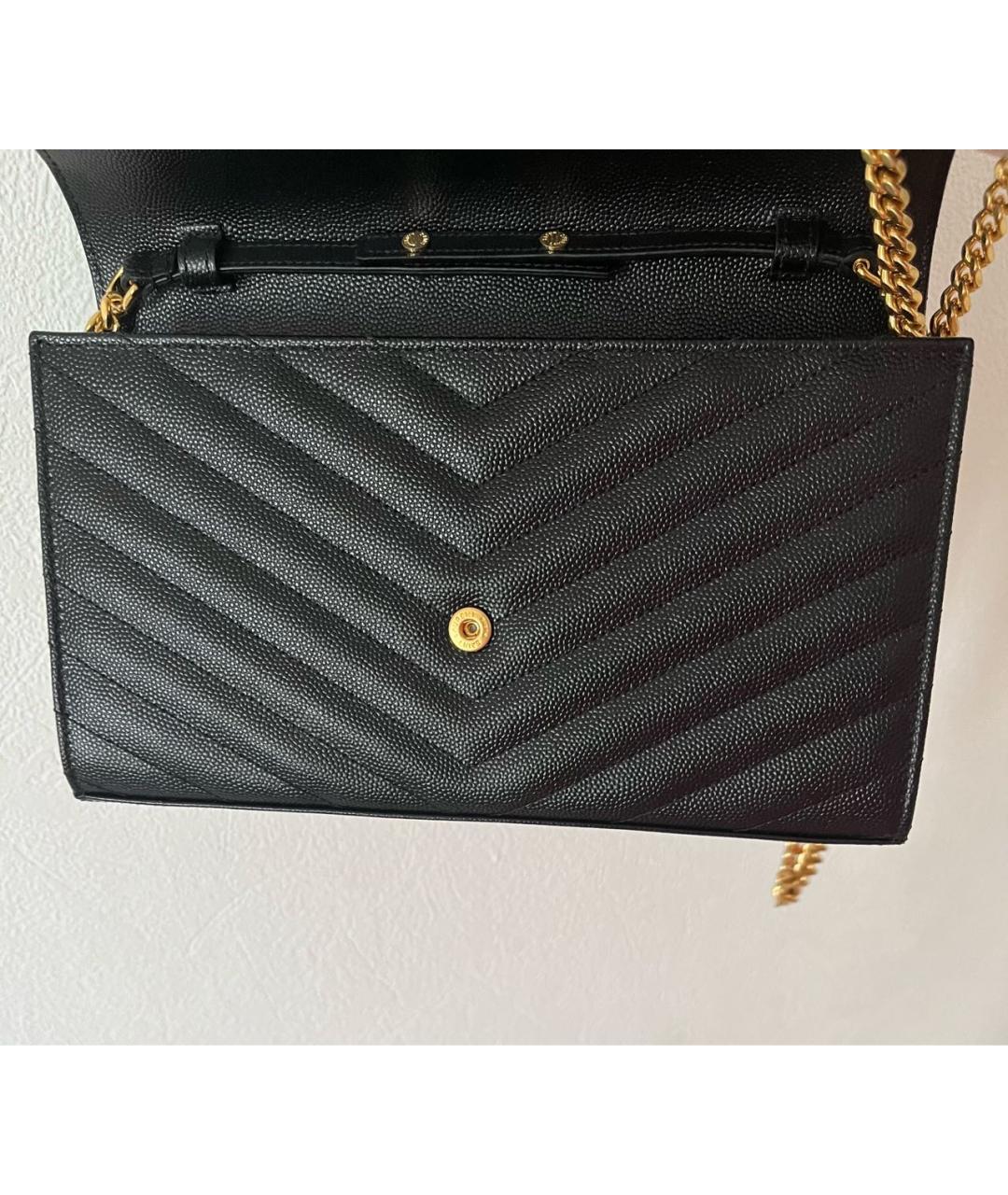 SAINT LAURENT Черная кожаная сумка через плечо, фото 2