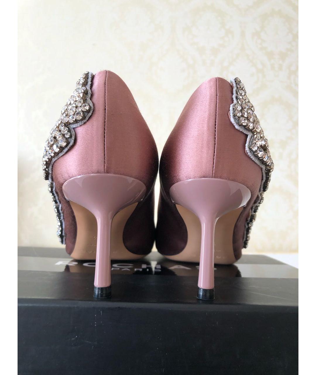 ROCHAS Розовые кожаные лодочки на низком каблуке, фото 4