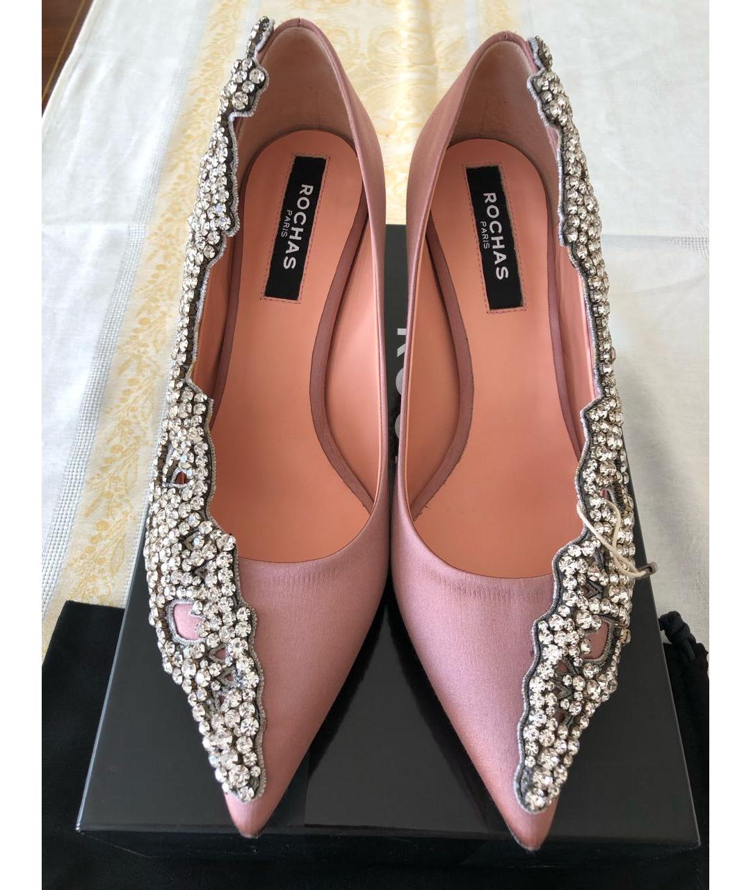 ROCHAS Розовые кожаные лодочки на низком каблуке, фото 2