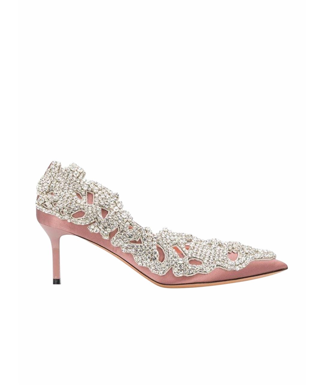 ROCHAS Розовые кожаные лодочки на низком каблуке, фото 8