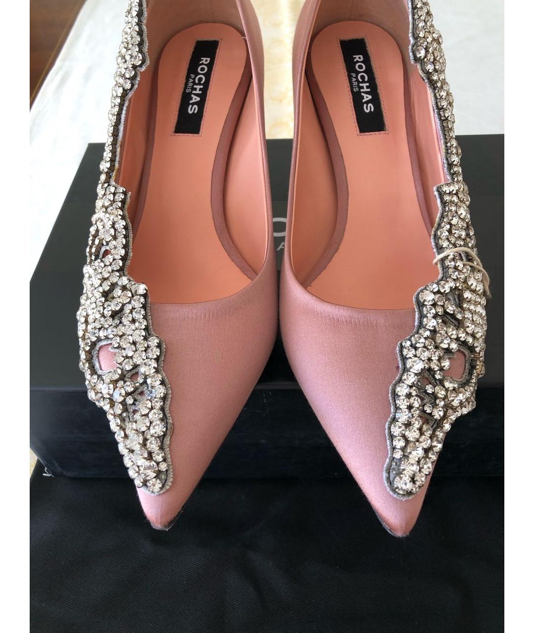ROCHAS Розовые кожаные лодочки на низком каблуке, фото 3